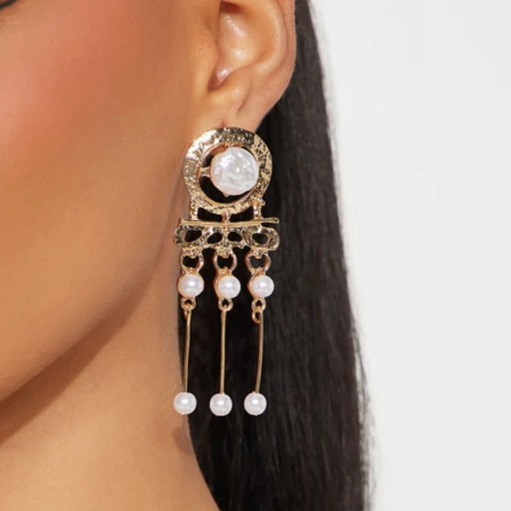 Fashion Nova Serenity Moment Silvery Metal Dangle Statement Earrings